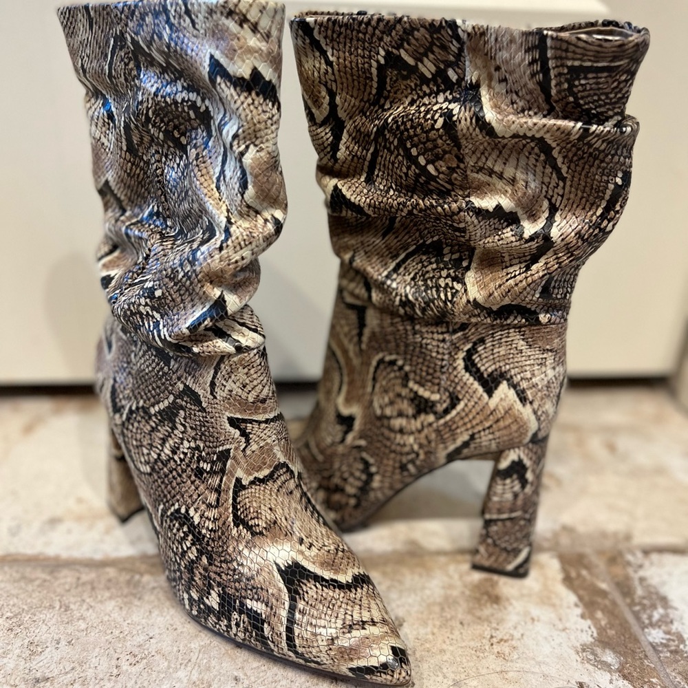 Snake print calf boots size 7